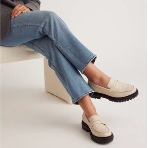 Quince Cream 100% Genuine Leather Lug Sole Loafers